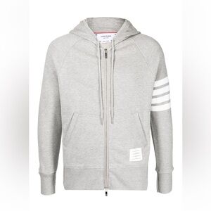 Thom Browne Light Grey 4-Bar zip-up hoodie Unisex made in Japan Size JP1